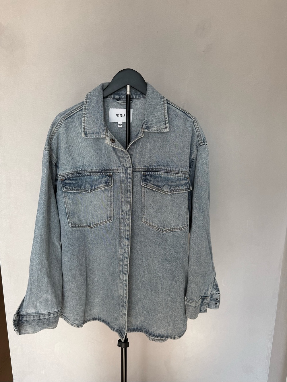 pistola faded light blue denim jacket with chest pockets